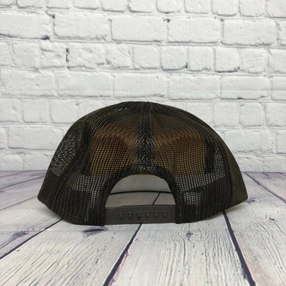 Vintage Hat Cap Snapback Yellow Brown Trucker Mesh Up with Battle Creek One Size - Picture 3 of 7